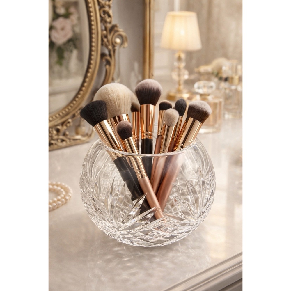 Vintage Astral Hand Cut Full Lead Crystal Rose Bowl Korea Elegant Vase